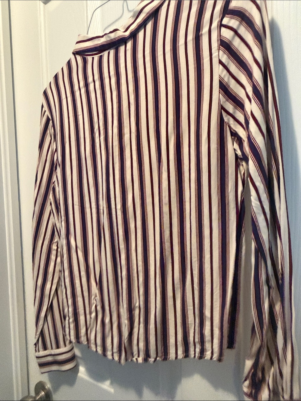 Forever 21 Cream and Burgundy Striped Button-Up Shirt - Picture 4 of 4
